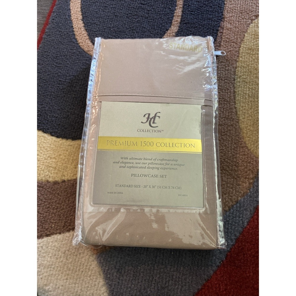 HC‎ 1500 PREMIUM COLLECTION LUXURY Standard Pillowcase Set In Color Taupe New